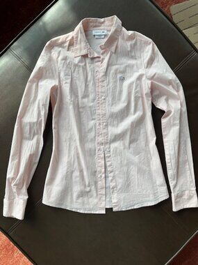 Women's Lacoste Pink Striped button-up shirt, Size 34 European, or XS